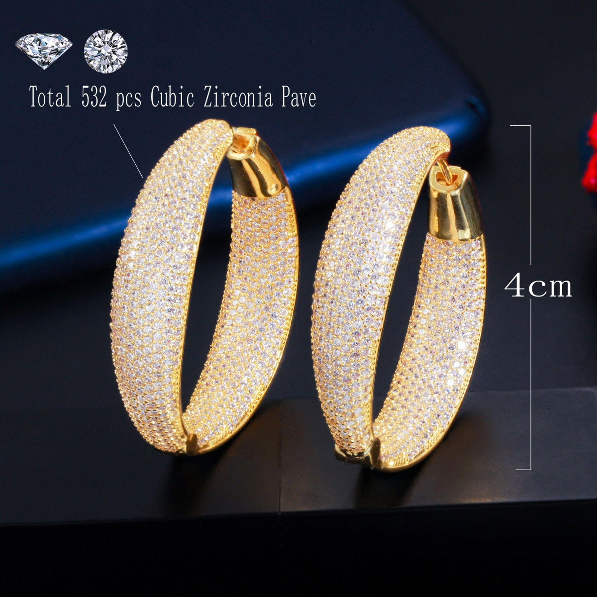 CWWZircons Micro Pave Cubic Zirconia Round Big Statement Hoop Earrings Silver Color Luxury Women Wedding Bridal Jewelry CZ809