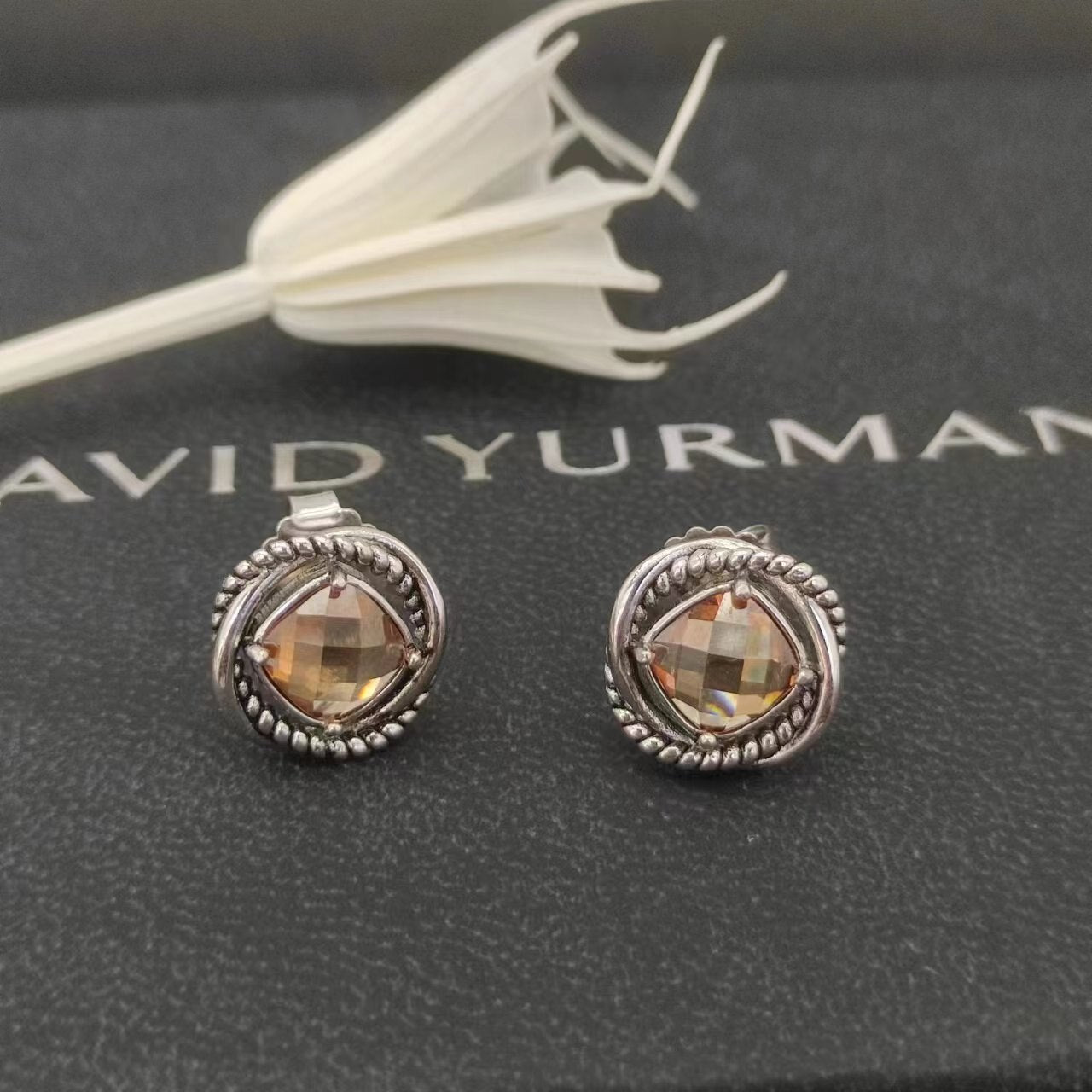 David Yurman Gold Hook Twisted Wire Buckle Earrings in Sterling Silver With 14K Yellow Plated