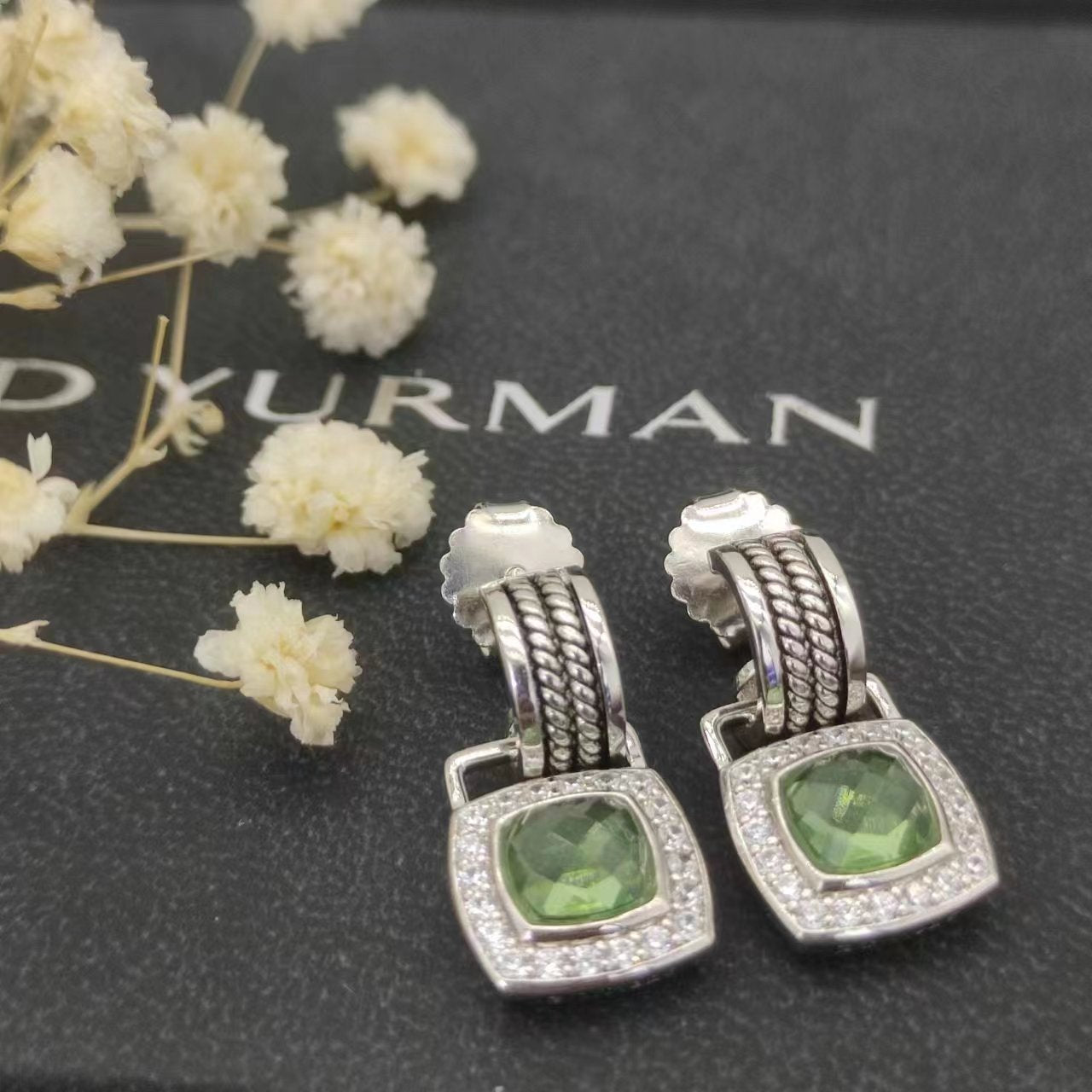 David Yurman Gold Hook Twisted Wire Buckle Earrings in Sterling Silver With 14K Yellow Plated