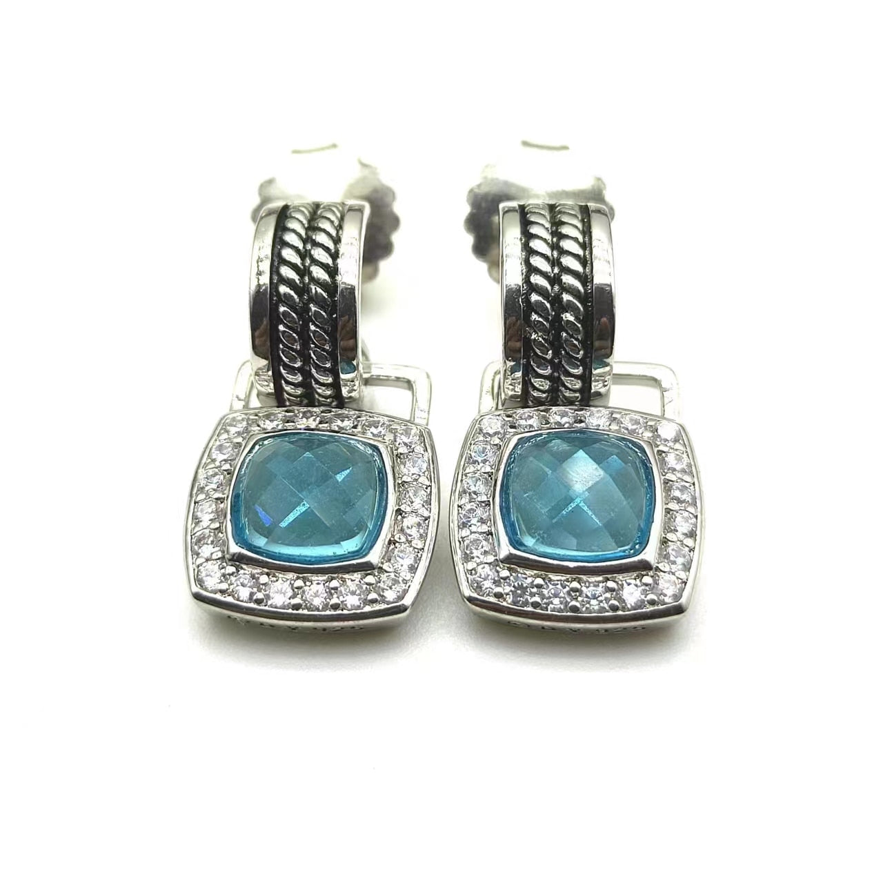 David Yurman Gold Hook Twisted Wire Buckle Earrings in Sterling Silver With 14K Yellow Plated