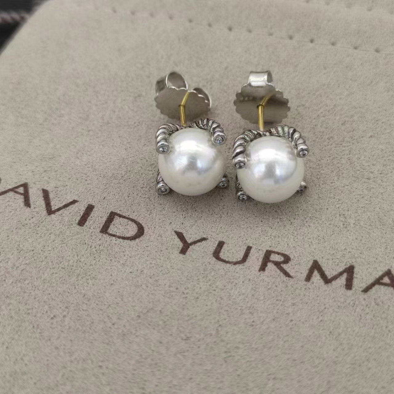 David Yurman Gold Hook Twisted Wire Buckle Earrings in Sterling Silver With 14K Yellow Plated