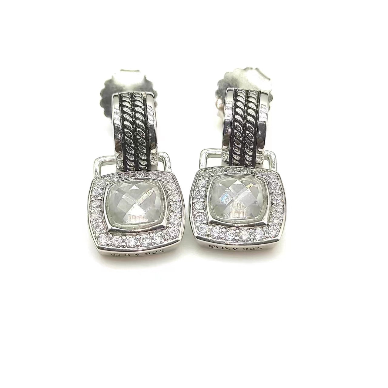 David Yurman Gold Hook Twisted Wire Buckle Earrings in Sterling Silver With 14K Yellow Plated