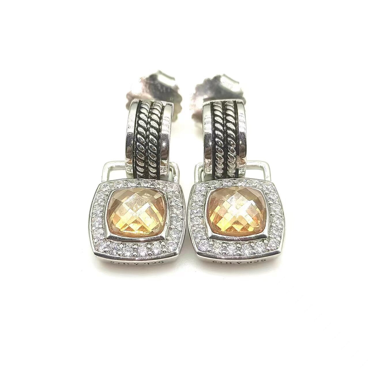 David Yurman Gold Hook Twisted Wire Buckle Earrings in Sterling Silver With 14K Yellow Plated