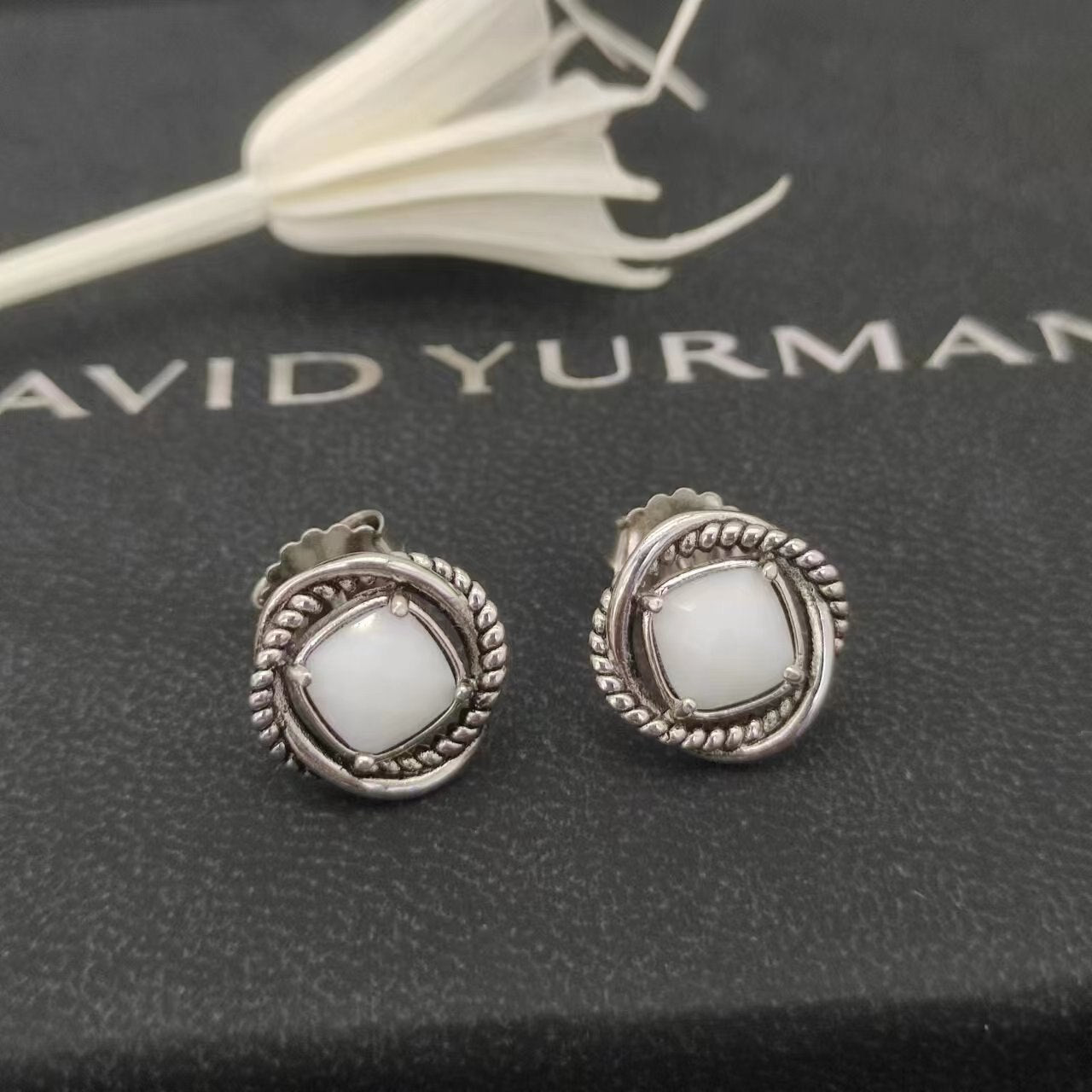 David Yurman Gold Hook Twisted Wire Buckle Earrings in Sterling Silver With 14K Yellow Plated