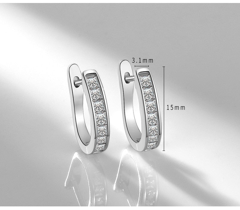 925 Sterling Silver Big Circle Inlaid Zircon Earrings For Women,S925 Argent Women's Shiny Model Earring 17mm-40mm 5 Size