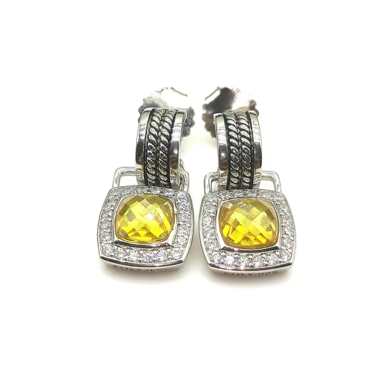 David Yurman Gold Hook Twisted Wire Buckle Earrings in Sterling Silver With 14K Yellow Plated