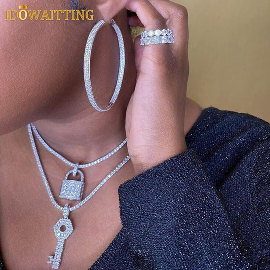 2023 Summer Fashion Loop Earring Round Circle Micro Pave Cubic Zirconia 50mm Big Hoop Earrings Jewelry For Women Party Wedding